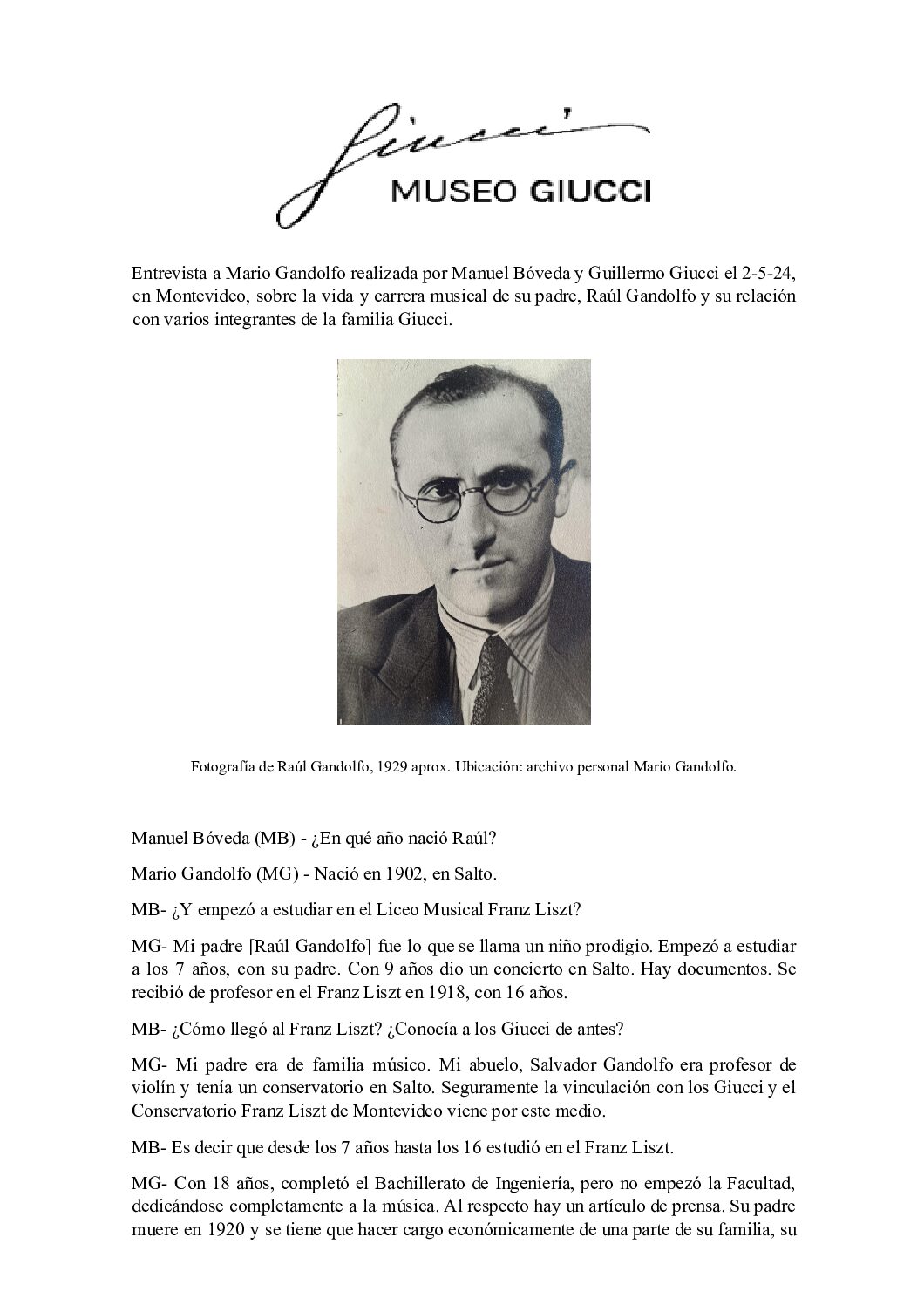 Entrevista a Mario Gandolfo (3) Interview with Mario Gandolfo