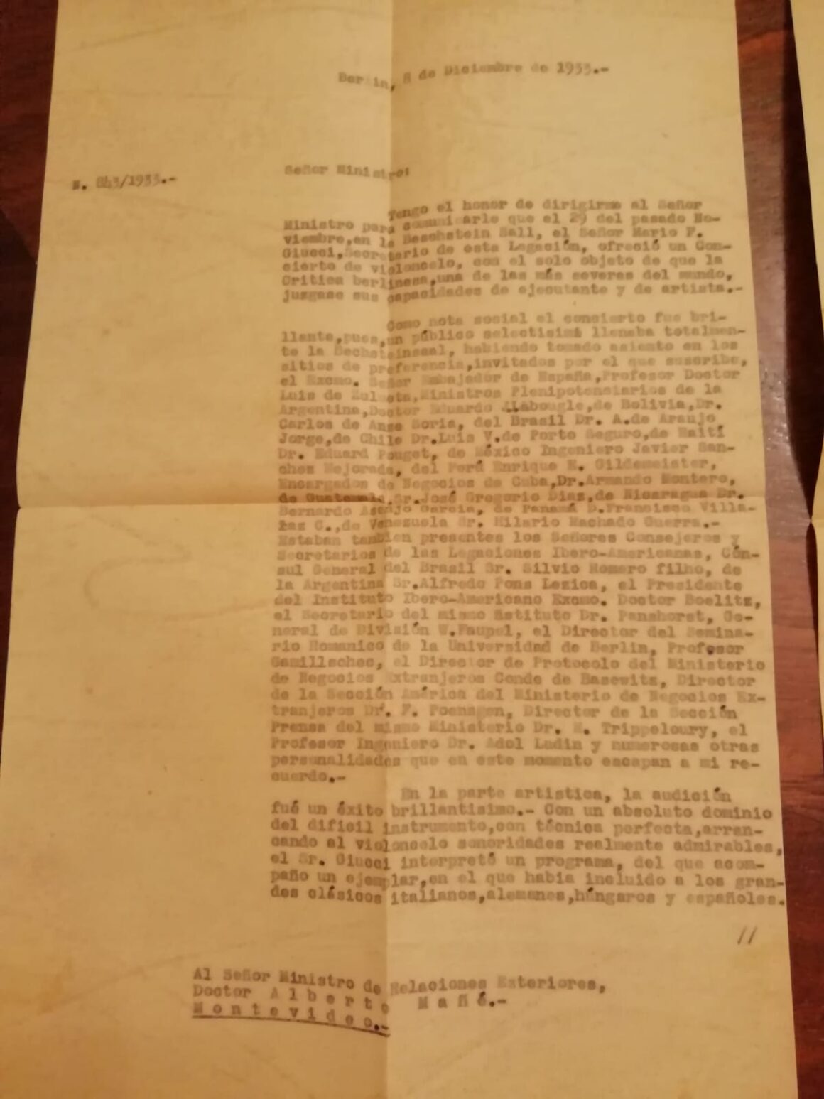 (1933) MLG Carta Dupuy 8-12-33 1 Carta de Luis Dupuy a Alberto Mañé, 8/12/1933, sobre conciertos de Mario Giucci en Berlín
