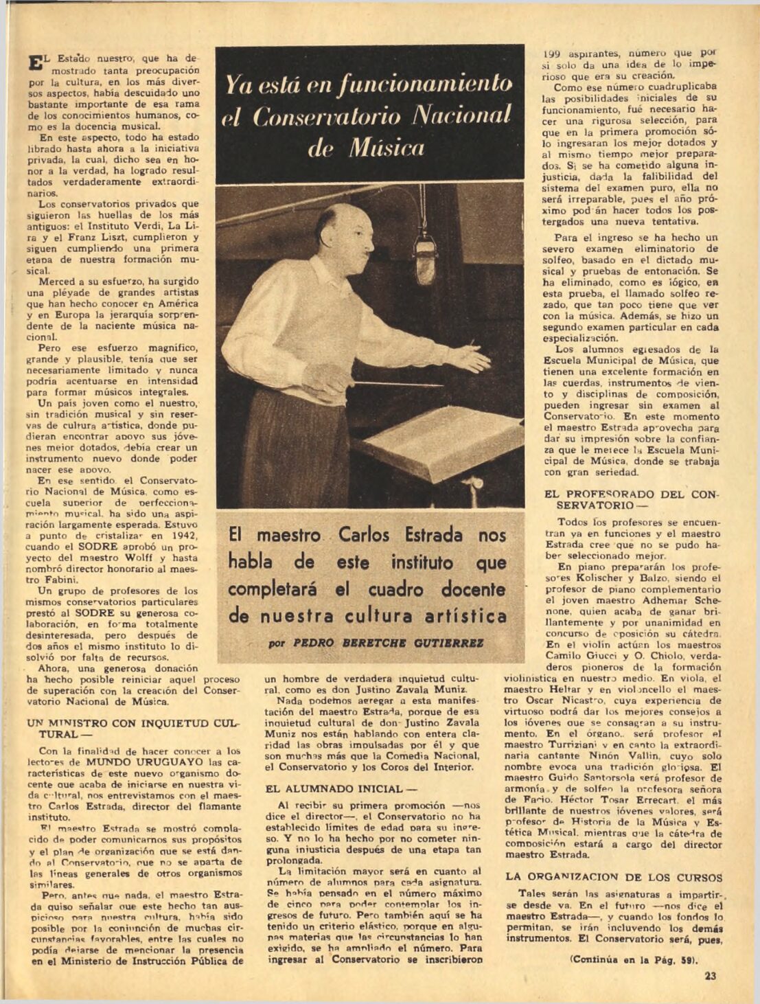 (1954) Mundo Uruguayo 18-3-54 Nota en «Mundo Uruguayo», 18/3/1954