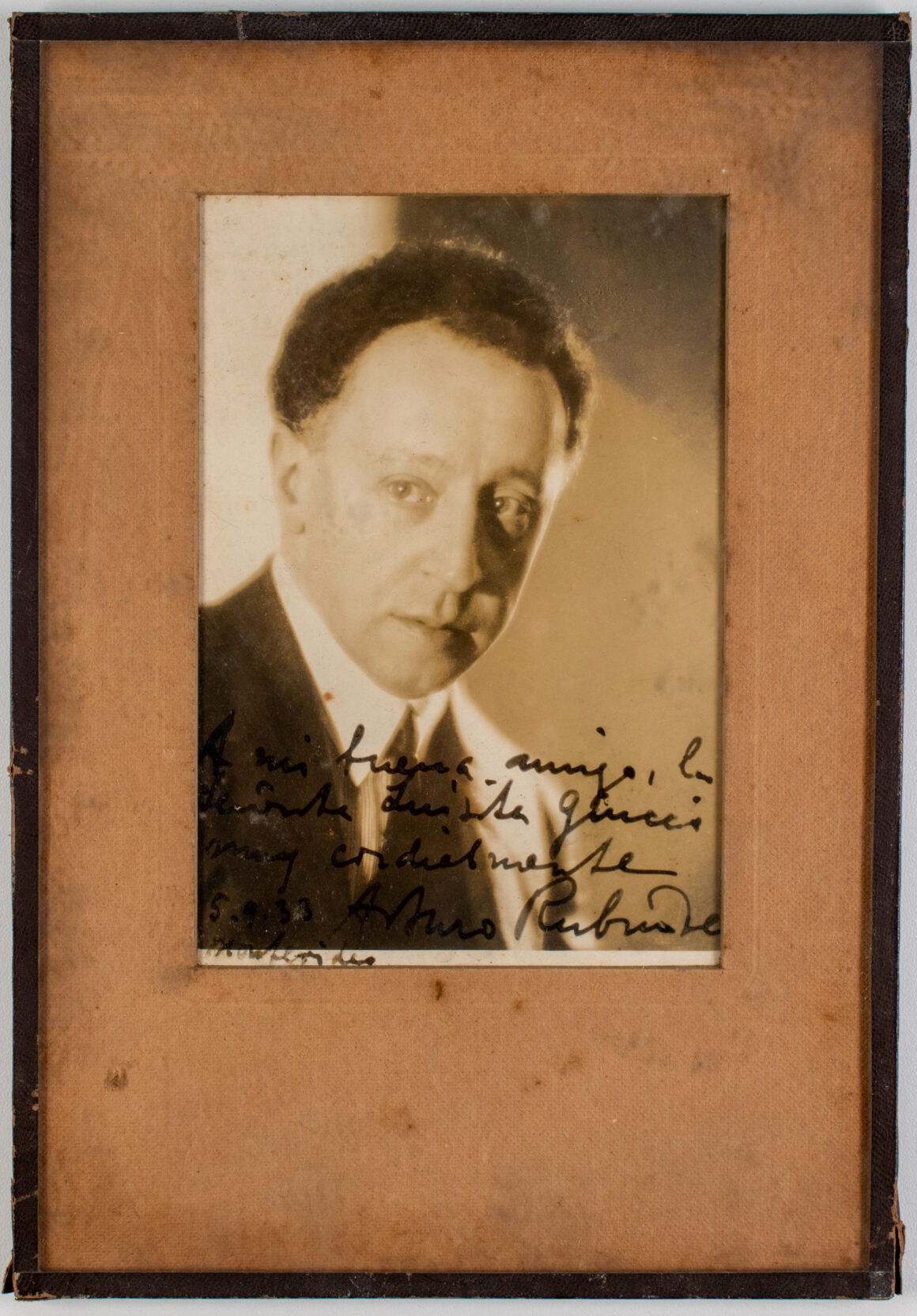 Fotografía de Arthur Rubinstein dedicada a Luisa Giucci