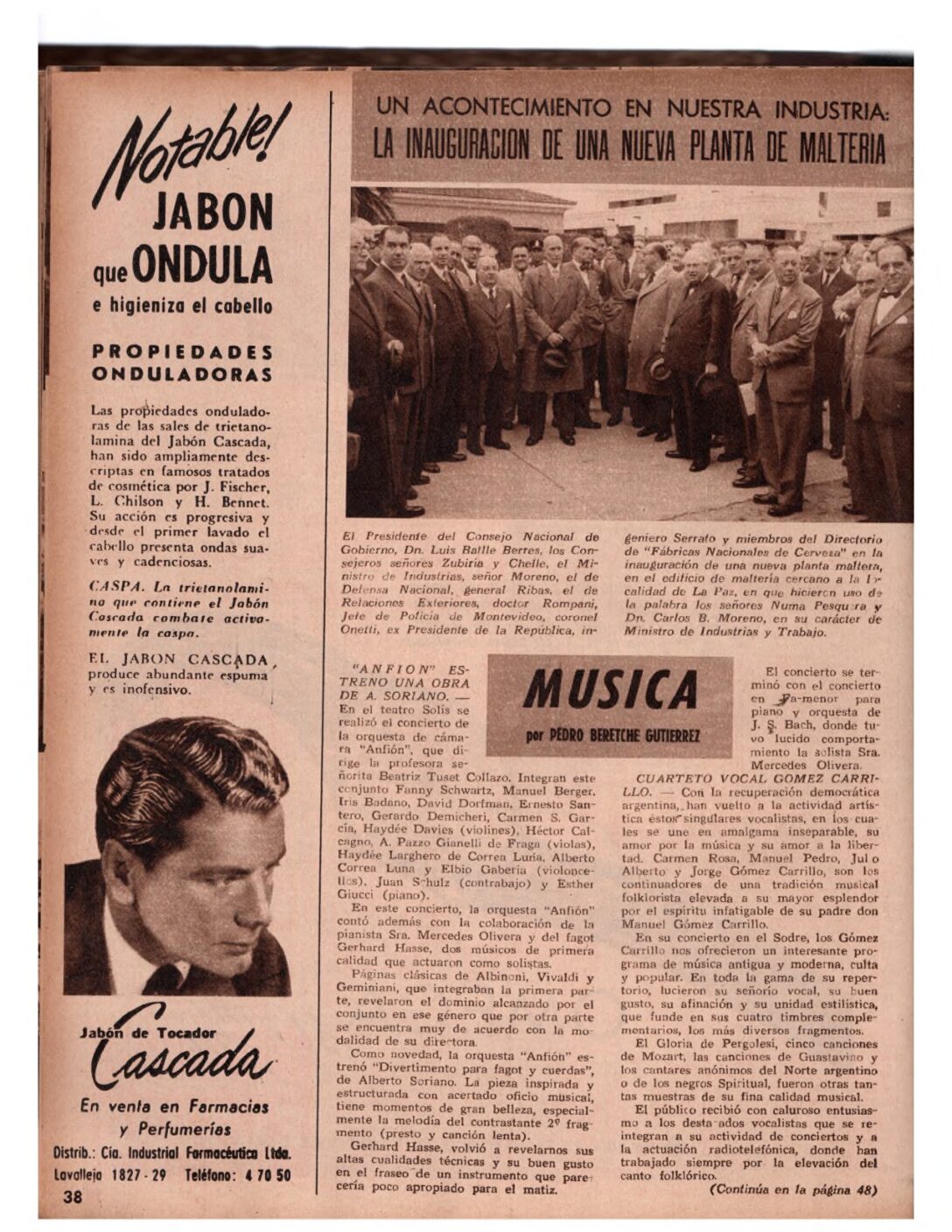 (1955) Mundo Uruguayo, nº 1905 Nota en «Mundo Uruguayo», 27/10/1955
