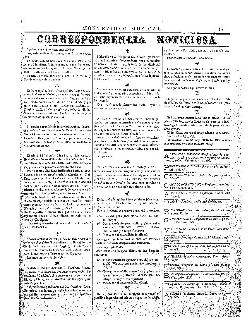 (1885) Montevideo Musical, año 1, nº 2 Nota en «Montevideo Musical», 8/6/1885