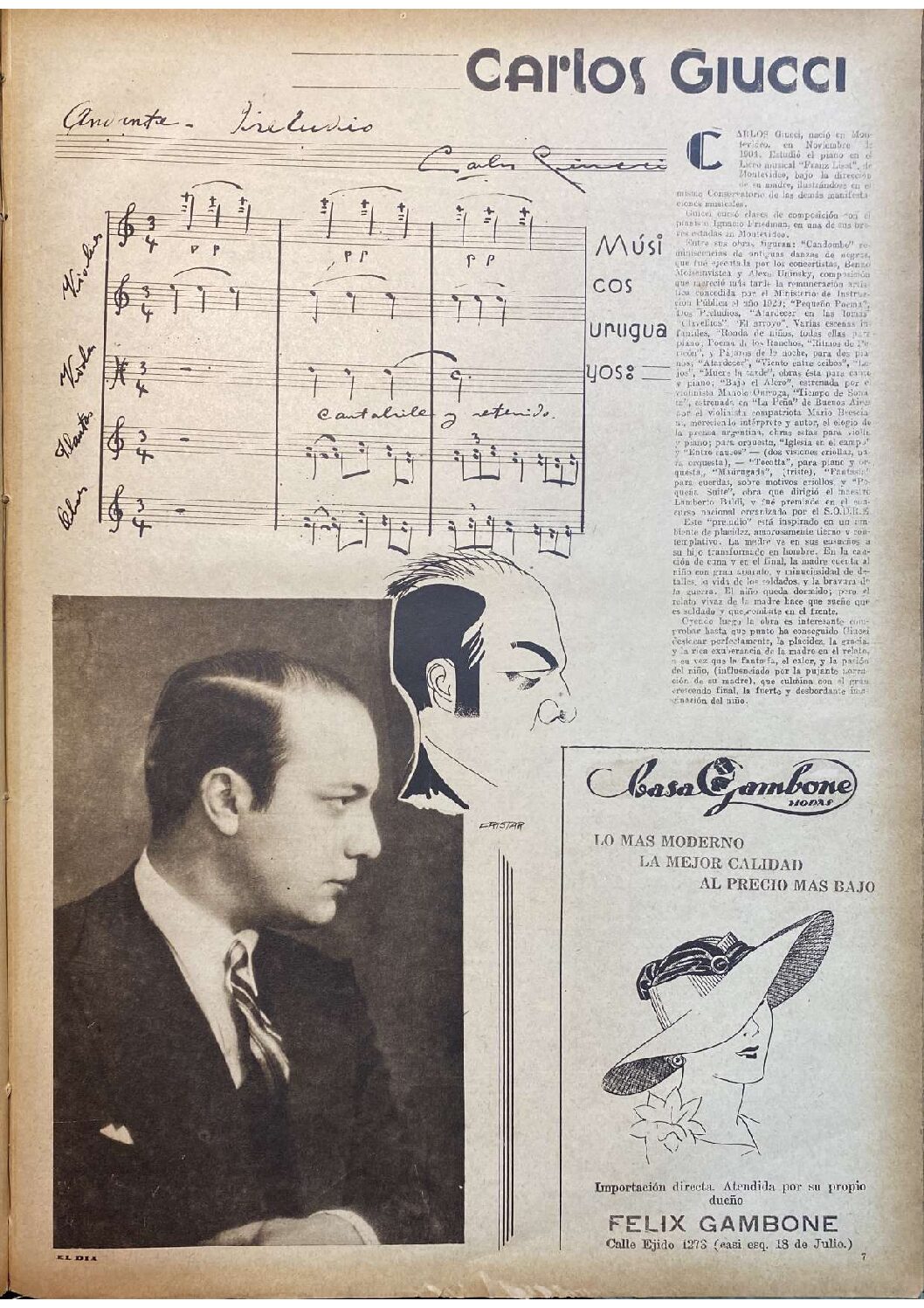 (1933) Suplemento Dominical El Día (1) Nota en «Suplemento Dominical de El Día», 26/11/1933