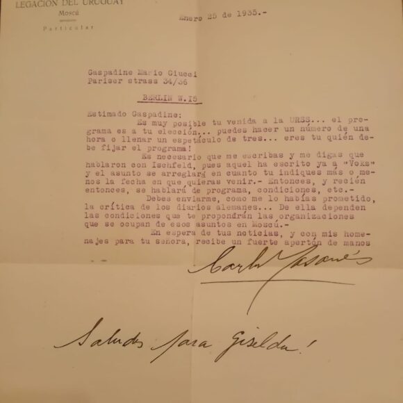 Carta de Carlos Masanes a Mario Giucci, 25/1/1935