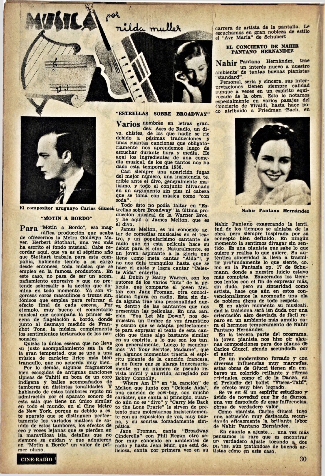 (1936) Cine Radio Actualidad, año 1, nº 23 (1) Nota en «Cine Radio Actualidad», 20/11/1936
