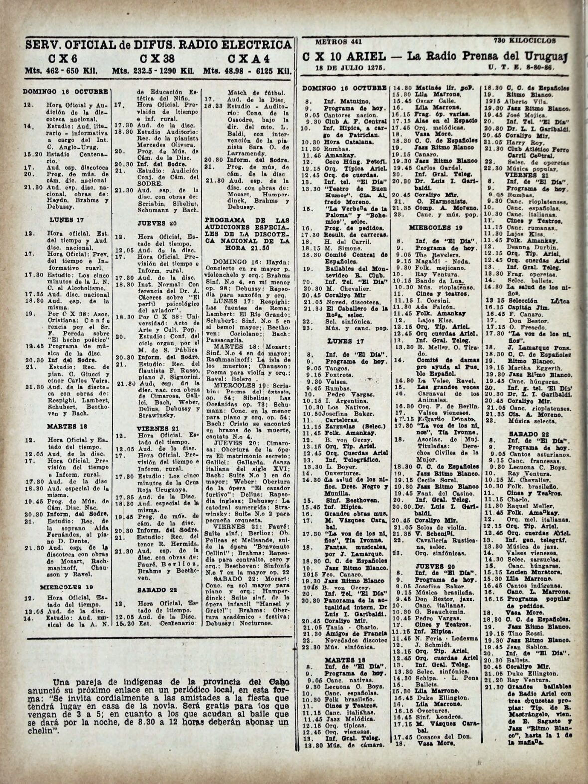 (1938) Cine Radio Actualidad, año 3, nº 122 Article in “Cine Radio Actualidad”, Dated October 14, 1938