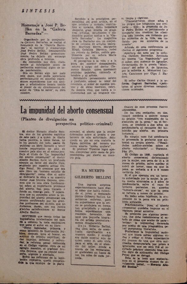 (1935) Síntesis, año 1, nº 3 Article in “Síntesis”, Dated September, 1935