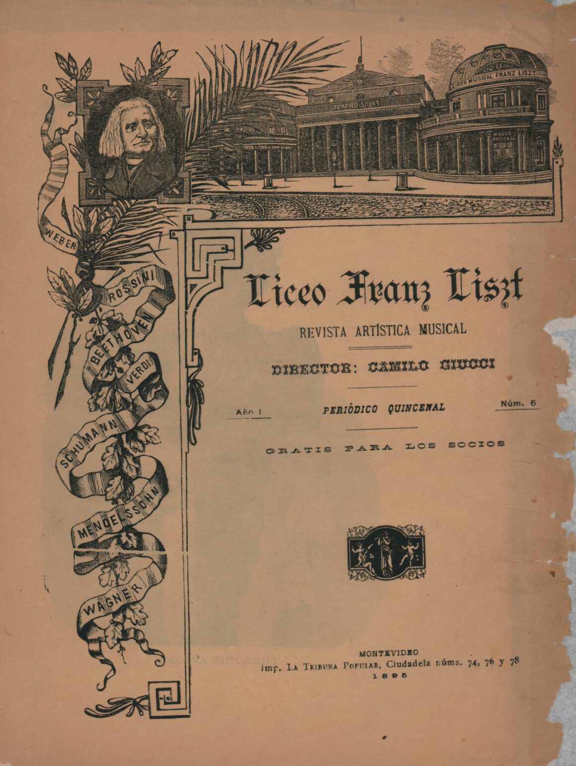 Publicación del Liceo Musical Franz Liszt, n°6, 16/8/1895