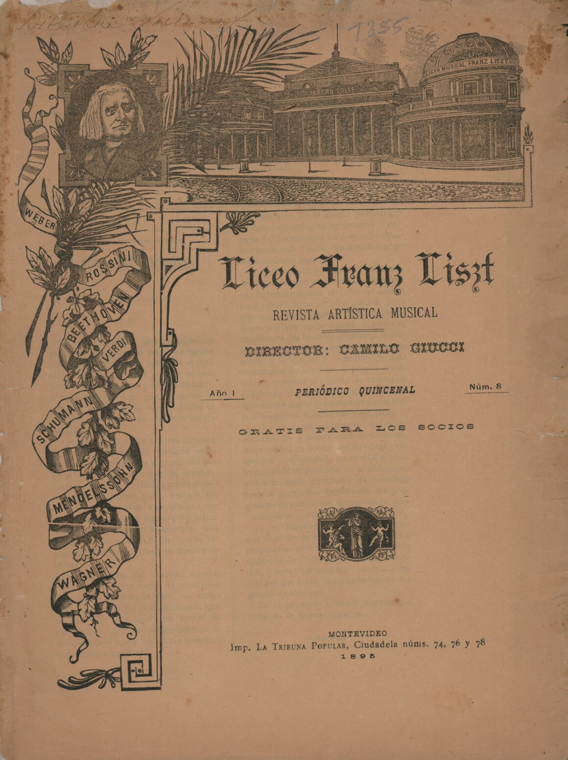 Publicación del Liceo Musical Franz Liszt, n°8, 16/9/1895