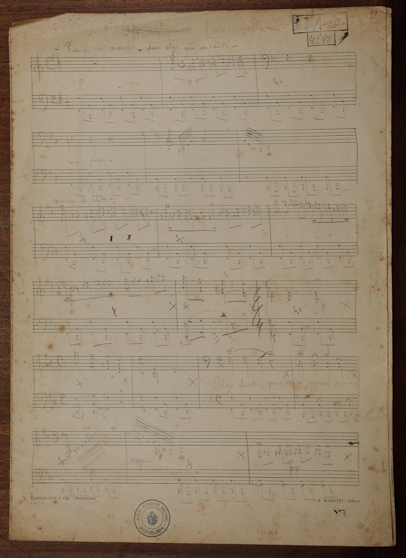 Partitura manuscrita de «Polichenella» de Carlos Giucci